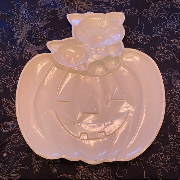 Vintage Halloween Pumpkin with Black Cats Decor plastic large - Picture 10 of 10